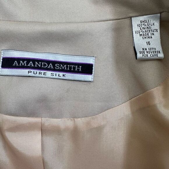 Amanda Smith‎ Pure Silk Ivory Blazer Top 2 Pieces Set Size 16 - Picture 6 of 9
